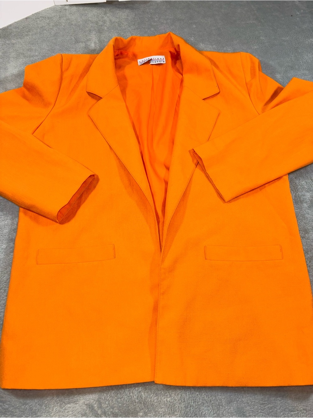 Vibrant Orange Blazer Collections Internationale Made in Canada Size L PTP 21"